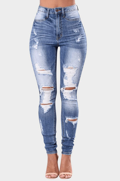 Women's Distressed Skinny Jeans Light Blue Wash High Waisted Denim Pants S-3XL c02000de-c187-4948-acf4-d3e47ee11211-Min Trendsi