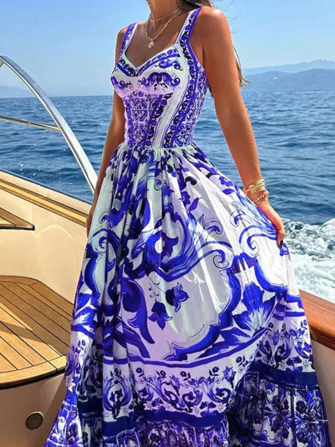 Midi Dress Smocked Printed Wide Strap Ruffled Zipper c0208723-c9c0-4fd5-b654-49890eb33743-Max-Origin Trendsi