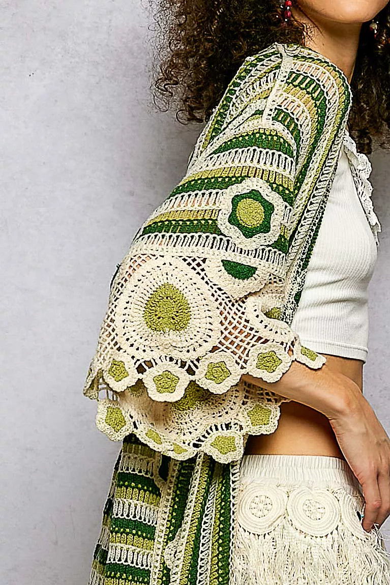 POL Crochet Longline Cardigan Green Multi Striped and Floral Pattern c0294ca5-4a0b-4eb6-bc59-ab0fb4381215-Max-Origin Trendsi