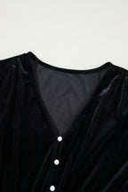 Black Velvet Midi Dress Ruffle Hem Slit V-Neck Buttoned Long Sleeve Dresses c062a9e9-d0db-448d-a507-d82a621db714-Max Trendsi
