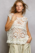 POL Crochet Tank Ivory Floral Openwork Round Neck Lace Top IVORY One Size c071f98f-726b-4629-afdd-de7688c43084-Max-Origin Trendsi