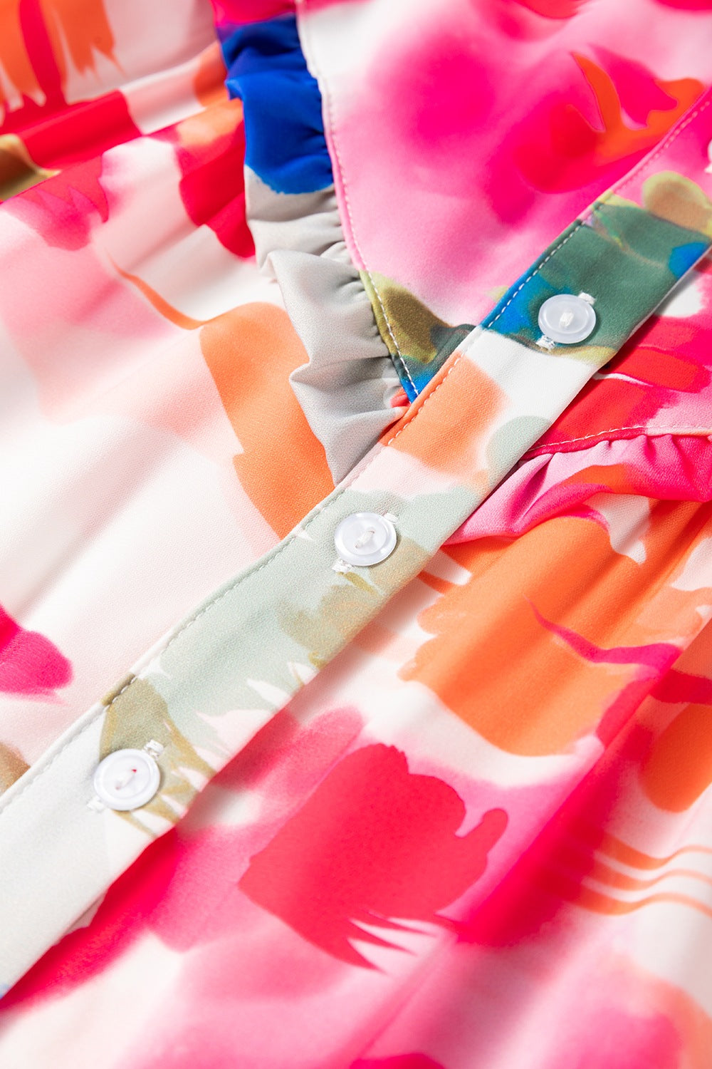 Women's Shirt Floral Pink Print Collared Ruffle Long Sleeve Blouse c08c094f-45db-4ab4-b976-bb81aabdd431-Max Trendsi