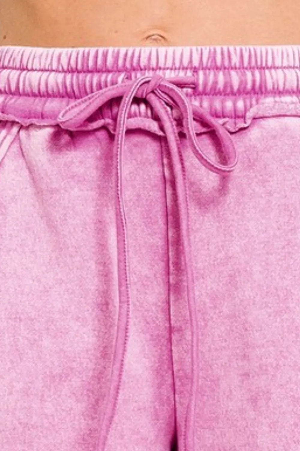Zenana Fleece Shorts Mauve Acid Wash Drawstring With Pockets Raw Hem c09e2e84-4bb5-44f3-ad5d-a031c772bf42-Max-Origin Trendsi