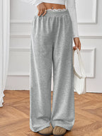 Women's Joggers Gray Wide Leg Lace Waistband Detail Casual Pants c0badfe85537449396a4894f4c700a35-Max-Origin Trendsi
