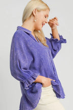 Umgee Blouse Plus Size Size Electric Purple Mineral Washed Cotton Gauze Top c0bdcdda-9a4c-432b-ba1d-cd5bc6973e75-Max Trendsi