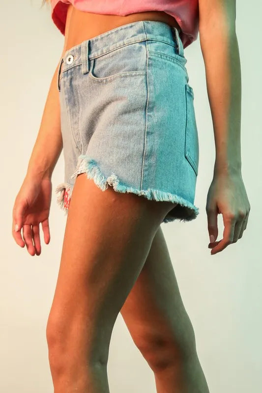 VERY J Denim Shorts Light Blue Raw Hem Pocketed Contrast Washed c0d8a30760ff4ec5ad39eeb169a241a1-Max-Origin Trendsi