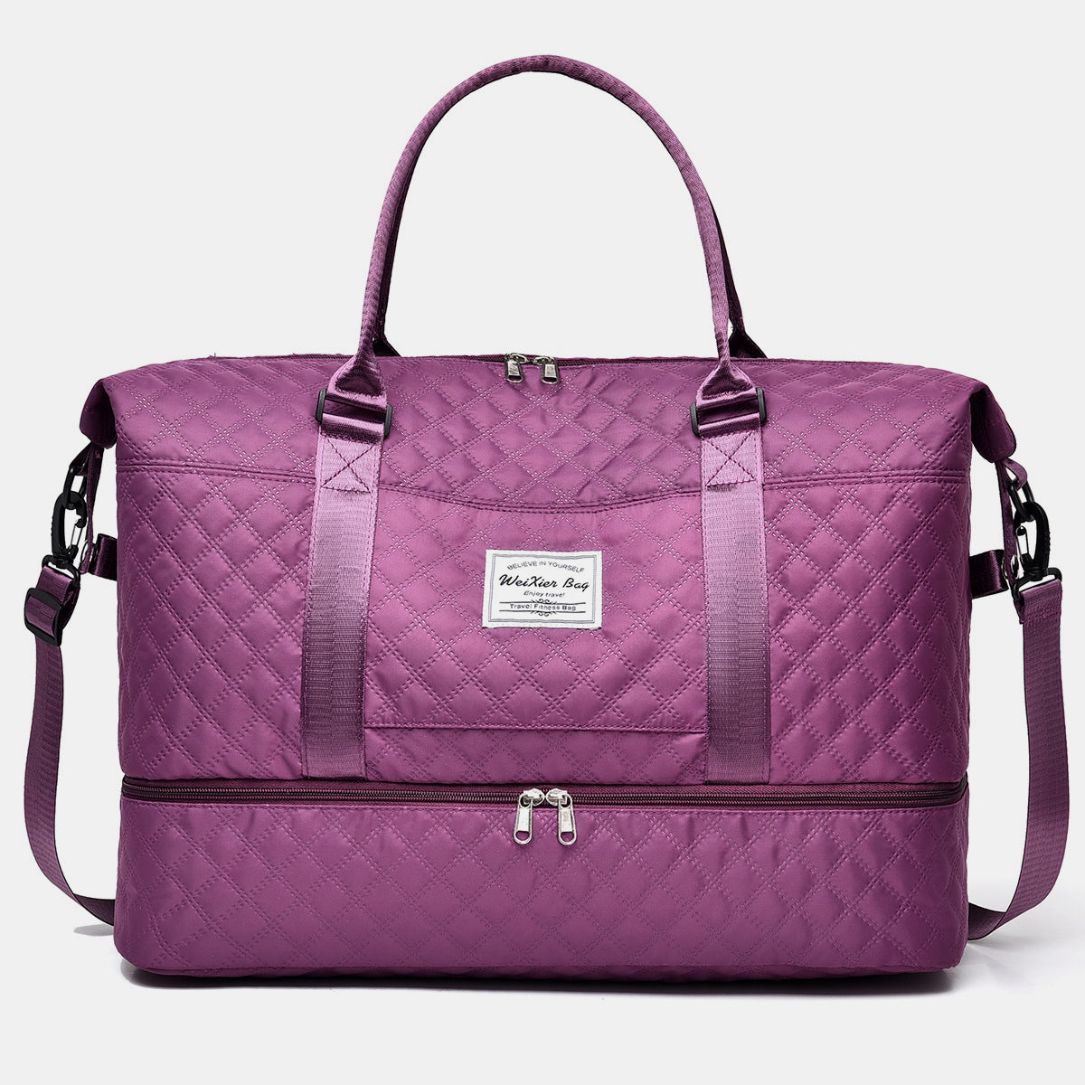 Extra Large Travel Duffel Bag Quilted Diamond Grid Oxford Cloth Oversize Tote