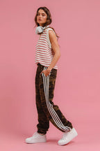 BiBi Womens Track Pants Camouflage Brown with White Side Lines c11a57e268c8443b8c133c133ca48e24-Max-Origin Trendsi