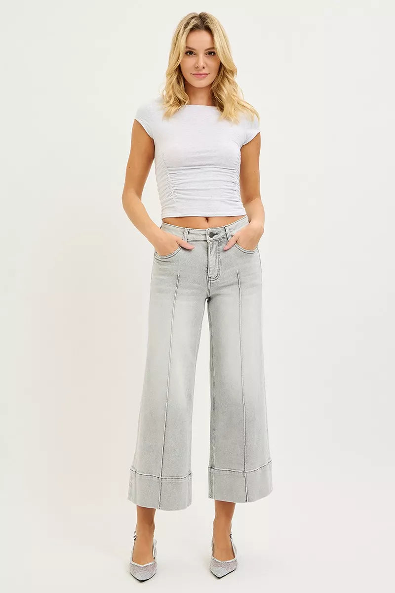 RISEN Womens Jeans Crop Wide Pintuck Front Light Gray Tummy Control Mid Rise c126c5897ccf4498b19d1355fdb55b60-Max-Origin Trendsi