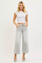 RISEN Womens Jeans Crop Wide Pintuck Front Light Gray Tummy Control Mid Rise c126c5897ccf4498b19d1355fdb55b60-Max-Origin Trendsi
