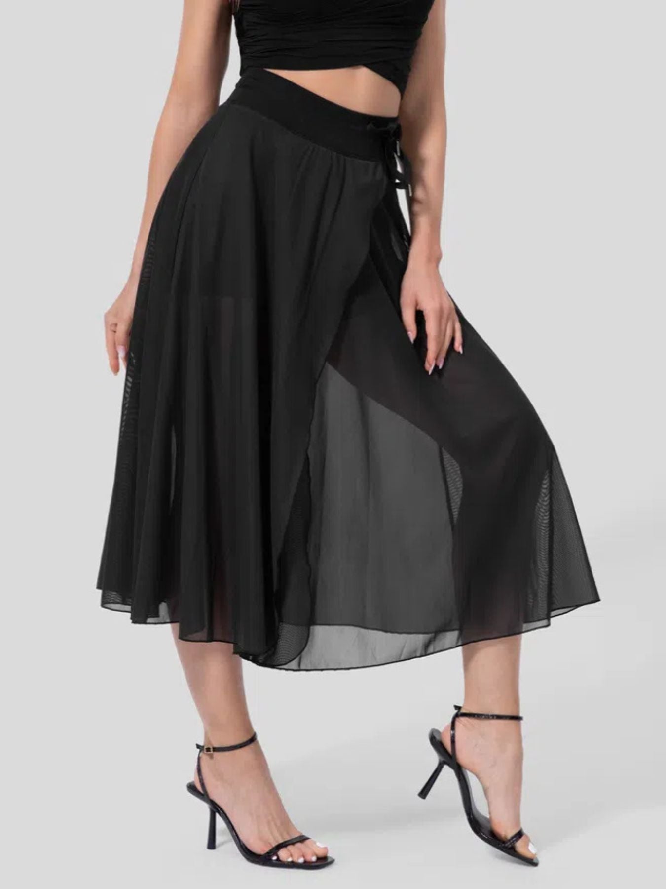 Flowy Skirt with Side Slit and Built-in Shorts Liner