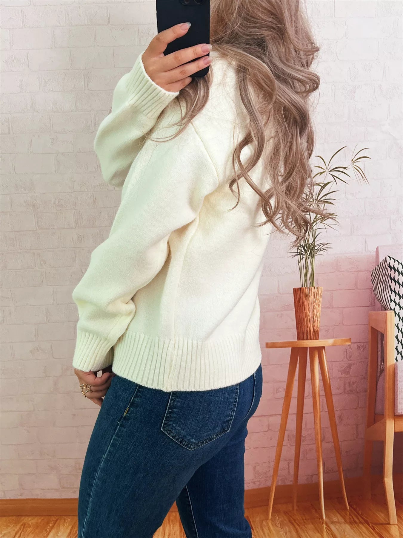 Women's Sweater Persimmon Round Neck Long Sleeve Pullover c157b612db614505bf0702ef7d9efeff-Max-Origin Trendsi