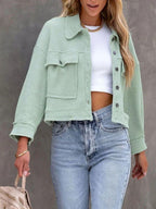 Jacket Button Up Flap Pocket Soft Unlined Long Sleeve Outwear c15dd407-e965-4e8b-b48d-ab4cdf6fab76-Max Trendsi