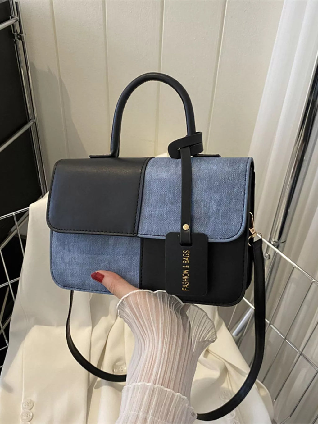 Womens Crossbody Bag Small Pu Leather Two-Tone Plaid Flap Handbag c17d406d-1914-4c77-ad06-13bf1787f79d-Max-Origin Trendsi