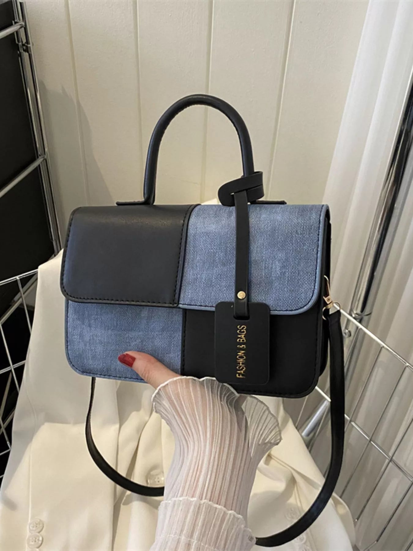 Womens Crossbody Bag Small Pu Leather Two-Tone Plaid Flap Handbag c17d406d-1914-4c77-ad06-13bf1787f79d-Max-Origin Trendsi