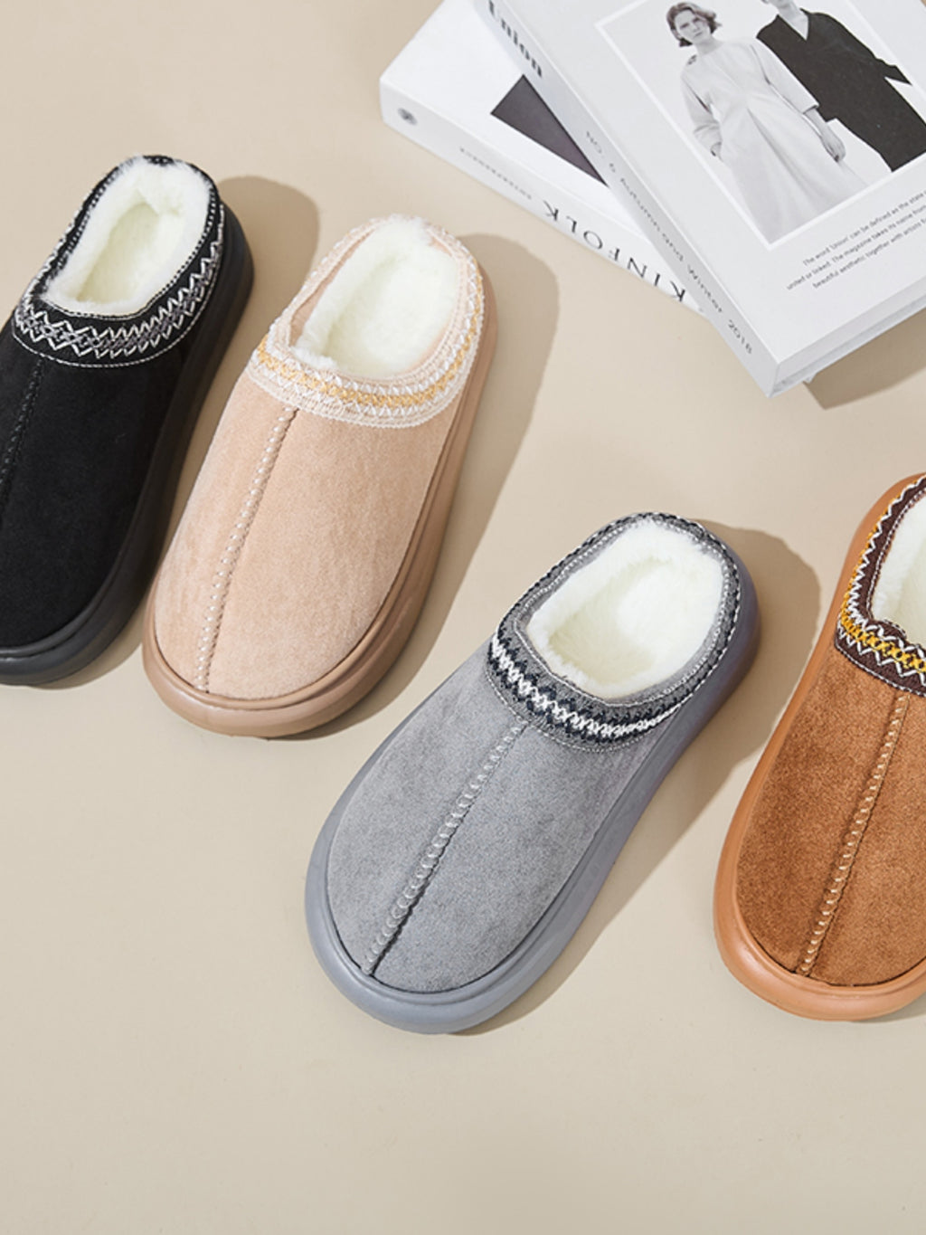 Suede Platform Slippers Faux Fur Lined Women Fashion Casual Rubber Shoes c1abf410-535e-4f9c-9833-080626132cab-Max Trendsi