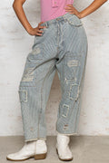 POL Wide Leg Pants Women's Distressed Raw Hem Light Denim Light c1cf56fb-0488-47cc-b854-a8c39157bd2e-Max-Origin Trendsi