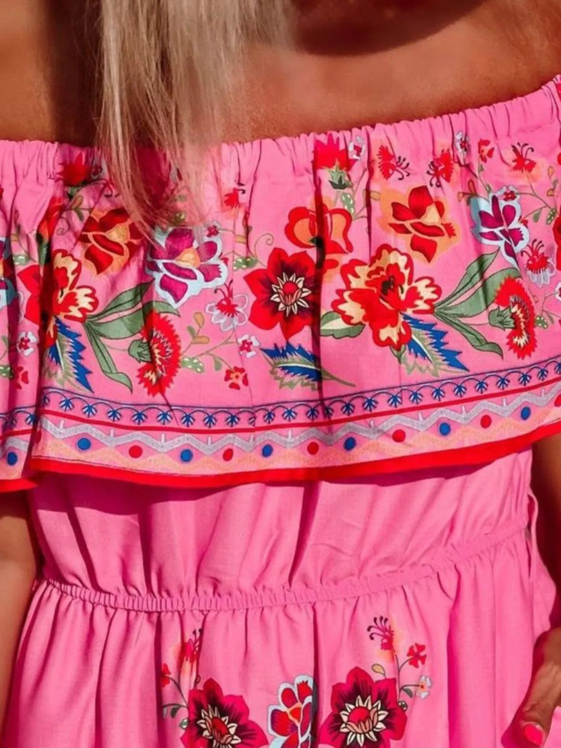 Floral Maxi Dress Off Shoulder Ruffle Belted High Waisted Ruched c1fc31ba-88c0-4ac9-98f6-38f3ba93154f-Max-Origin Trendsi