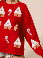 Christmas Women's Sweatshirt Gingerbread House Sequin Pullover c23f5183-8509-4502-ba9f-ba4247c9c409-Max-Origin Trendsi