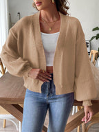 Knit Cardigan Open Front Long Sleeve Knitwear c247d2e2-7a4c-4577-a8a4-2f848f2eb6a6-Max Trendsi