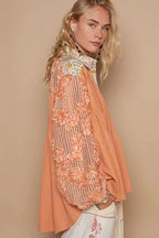 POL Shirt Blouse Woven Lace Floral Half Button Long Sleeve Top c24e2a67-2ddf-4803-82d4-f826bbb730a5-Max-Origin Trendsi