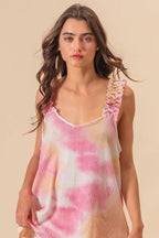BiBi Tie Dye Top Printed Textured Woven with Ruffled Wide Straps c25081d2c043489d8650fb8fd7a9277d-Max-Origin Trendsi