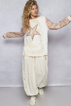 POL Womens T-shirt Exposed Seam Star Patch Thermal Top with Floral Sleeves c2578685-78f0-4955-ab19-f37d1aced6c6-Max-Origin Trendsi