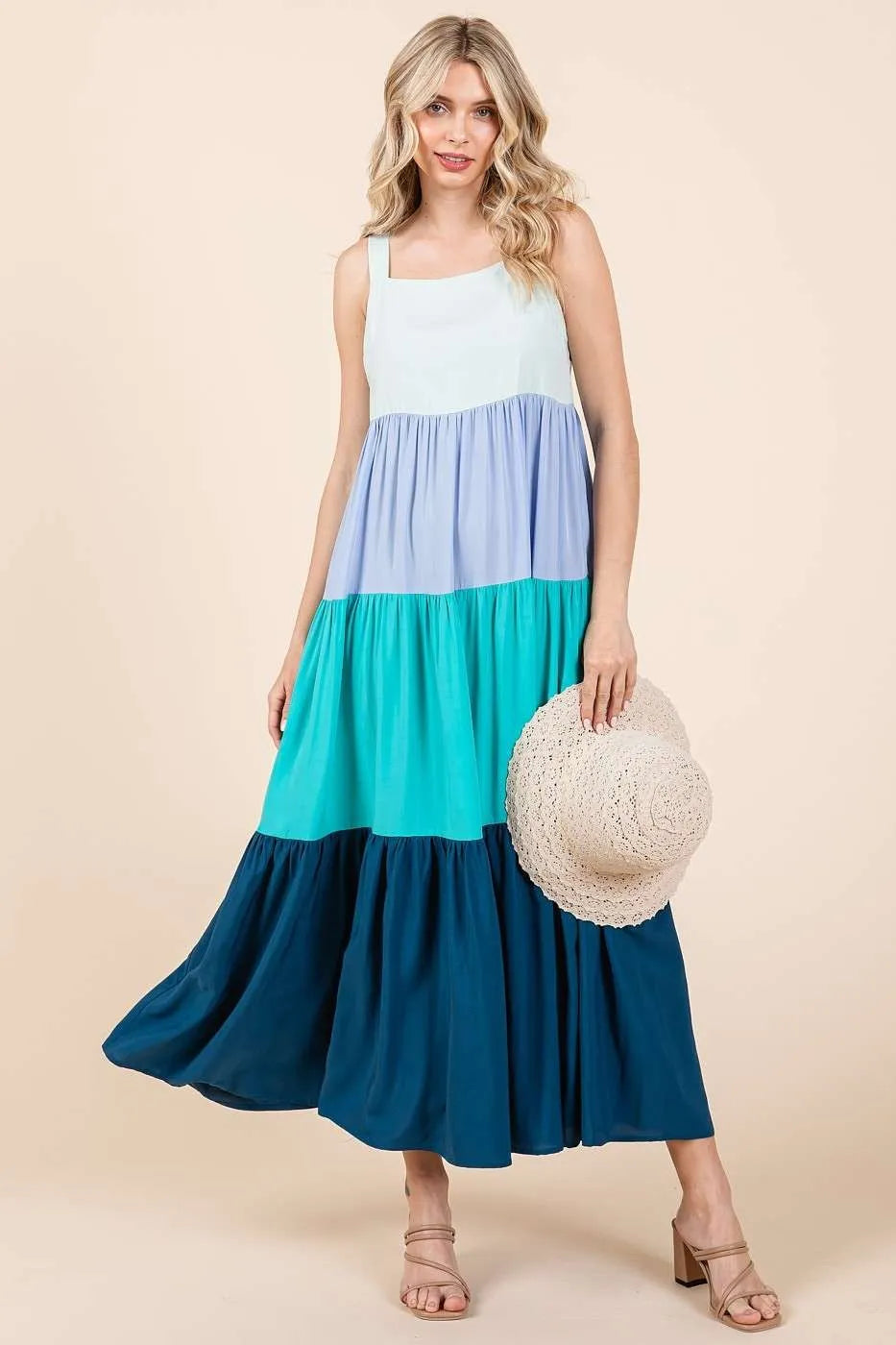 Mittoshop Maxi Dress Blue Color Block Tiered Pull-On Layered Ruffle BLUE MULTI c259ff6d2dbd4cddbf6a041513b53448-Max-Origin Trendsi