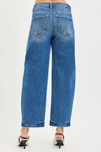 RISEN Womens Barrel Jeans Medium Wash Slouchy Cropped Denim Pants c273ea43eeca48a784eca6b35ac74520-Max-Origin Trendsi