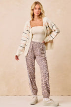 BiBi Women Leopard Track Pants Side Lines Elastic Waist with Pockets c27edbb49e4e456aa991981fac32e990-Max-Origin Trendsi