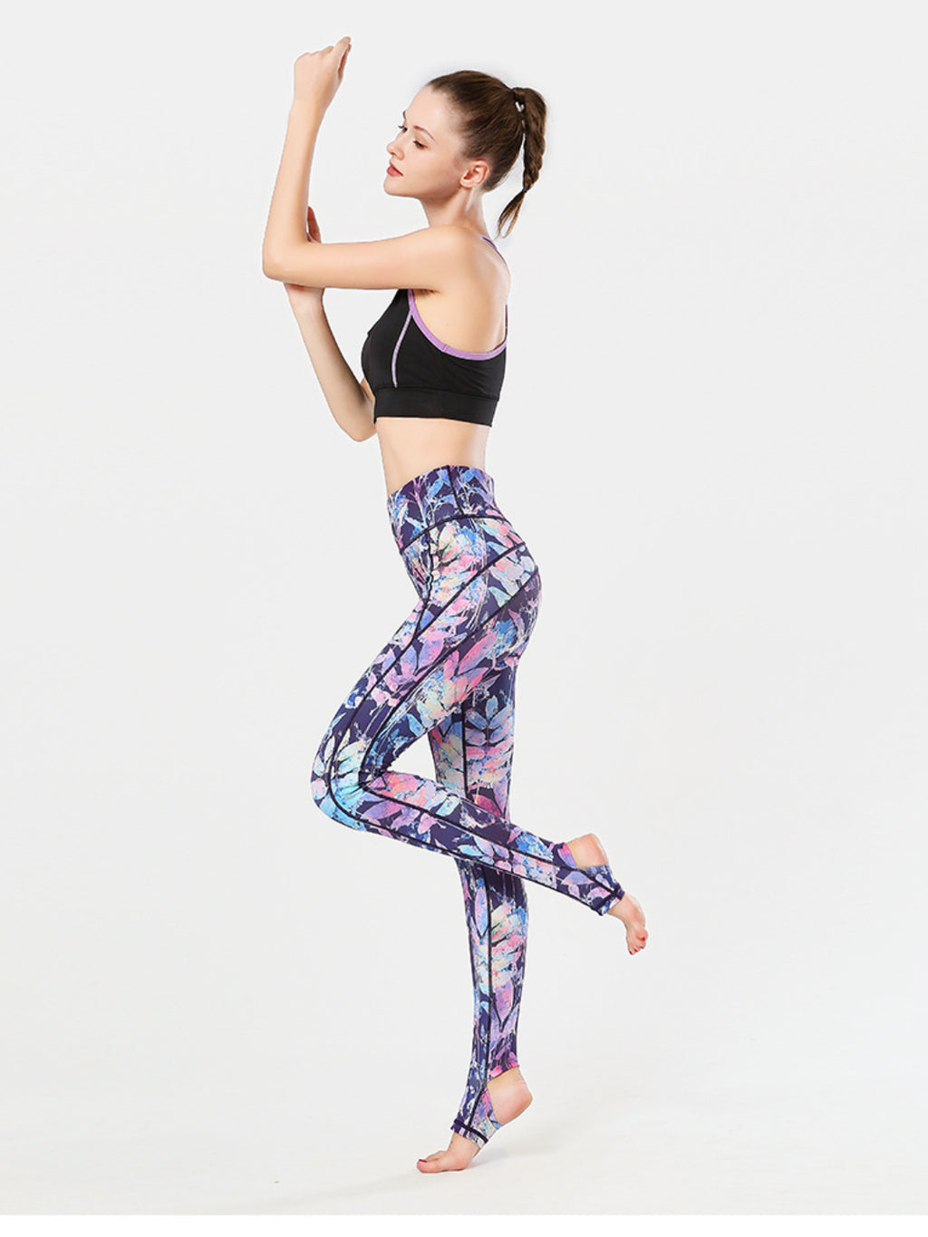 Active Leggings with Stirrups Colorful Printed Wide Waistband Highly stretchy c29b676e-4836-4d13-b063-1f2098ffc089-Max Trendsi