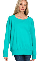 Zenana Womens Fleece Sweatshirt Turquoise Boat Neck Pullover TURQUOISE c29eede3fc9b45c98bf3b40091e9f9d1-Max-Origin Trendsi