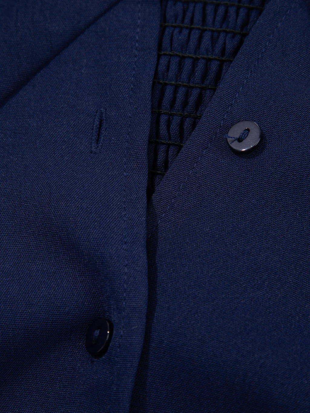 Midi Dress Navy Blue V Neck Buttoned Front Shirred Back Short Sleeve c2af79033bf848b8a6ee2274d221ed3a-Max-Origin Trendsi