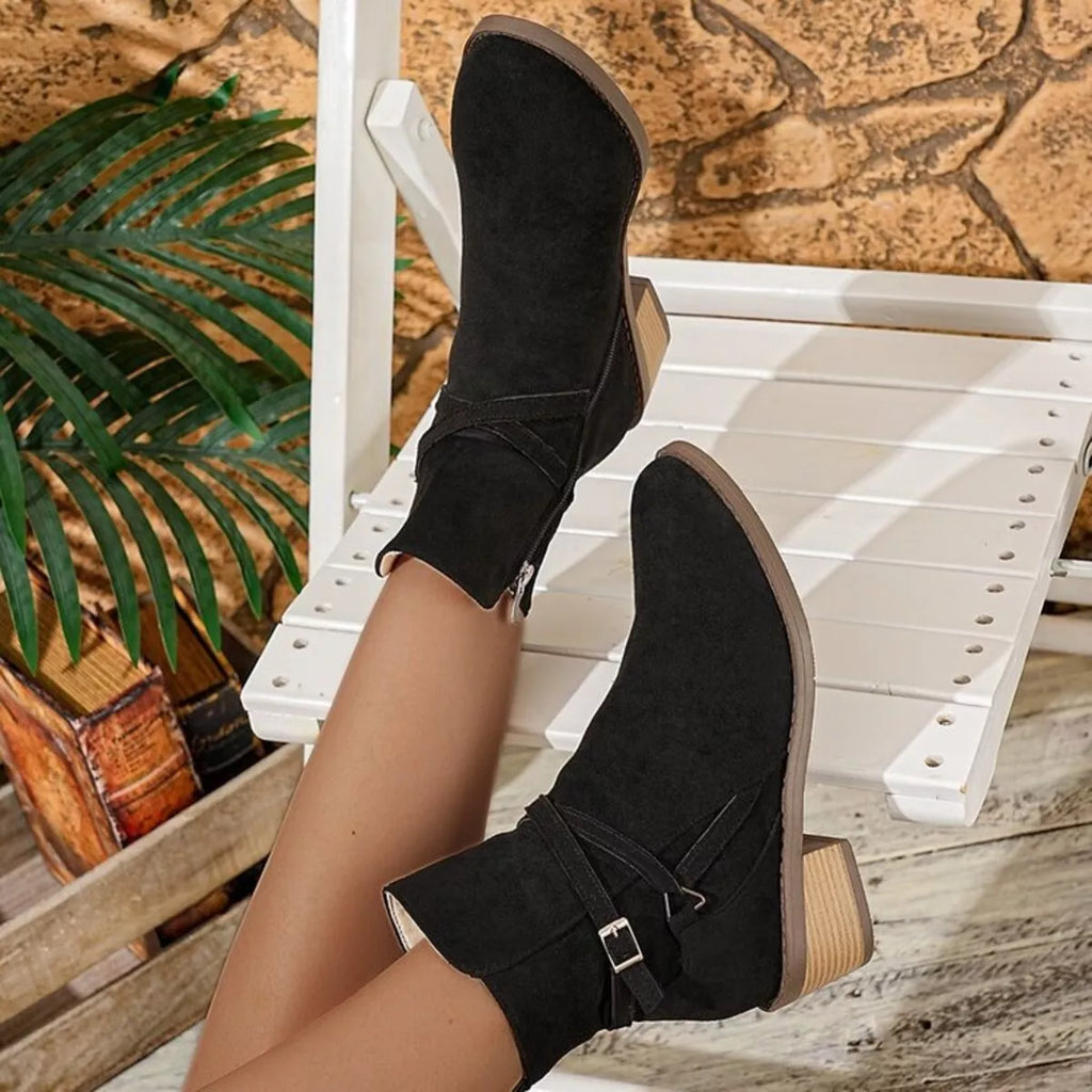 Women's Boots Faux Suede Side Zip Block Mid Heels Shoes c2e04e33a54e4c7098f4383cb05bbfb2-Max-Origin Trendsi