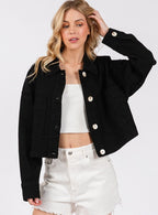 Bytos USA Denim Jacket Black Cropped Women Cotton with Patch Pockets c2efab03-0477-455c-af95-14724cf4a0a9-Max Trendsi