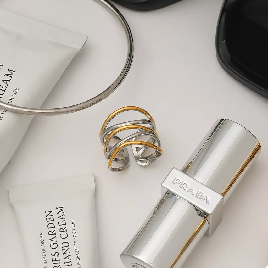 Open Ring 18K Gold-Plated Two-Tone Stainless Steel Women's Jewelry c2f502c0-4c17-4e51-bfd8-fb3d66dc1ace-Max-Origin Trendsi