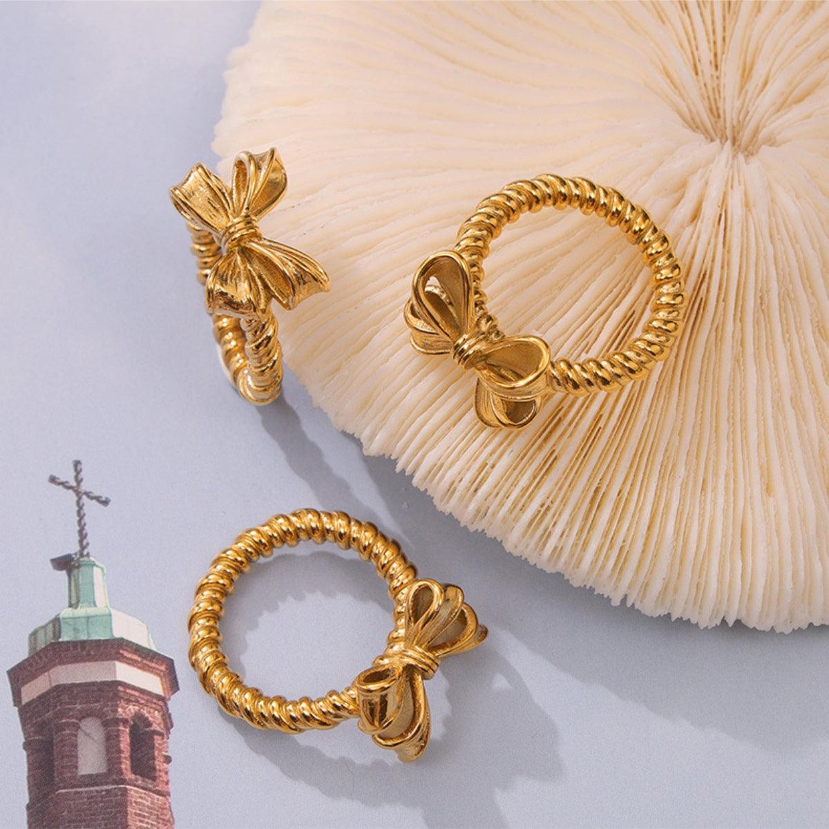 Bow Ring Twisted Titanium Steel 18K gold-plated Jewelry c3069f44-0eae-4195-a64b-24ff3c5ff6a5-Max Trendsi