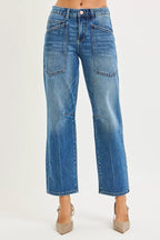 RISEN Womens Barrel Jeans 4 Way Stretch Mid Rise with Patch Pocket c312d252e33b442cb70f7668b3126b03-Max-Origin Trendsi