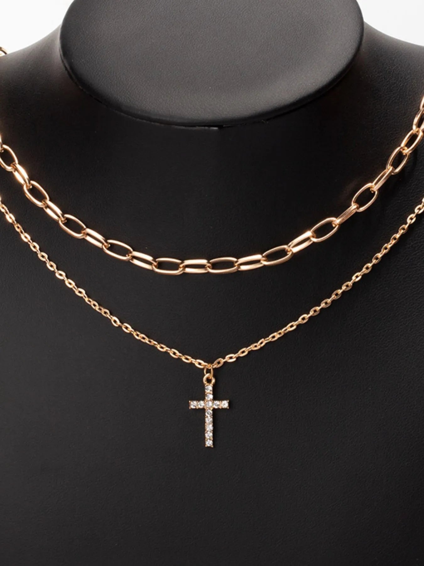 18K Gold-Plated Cross Pendant Necklace Double Layered Inlaid Zircon c316fd24-9da8-4a18-8afd-1588ecaf9c08-Max-Origin Trendsi