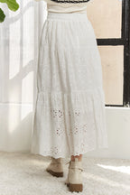 ADORA Midi Skirt White Chrochet Eyelet Elastic Waistband Tiered c336eead-5942-425f-ae44-990d00a3a288-Max-Origin Trendsi