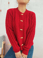 Women's Cardigan Cable Knit Button-Up Long Sleeve Knitwear c368a17605f44ec4bdb8a19bf6f6fc2c-Max-Origin Trendsi