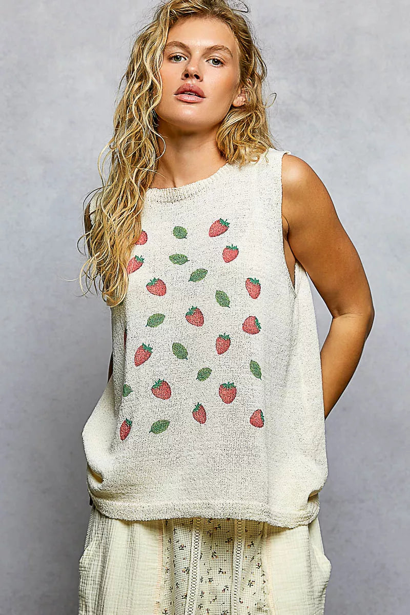 POL Strawberry Sweater Top Sleeveless Round Neck Oversized c36d24e0-ddbb-45a4-bd15-e92b96b6af2e-Max-Origin Trendsi