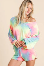 BiBi Set Cotton Tie Dye French Terry Top and Shorts Set Pastel Colorful c36e6915481046af943f993bdf097372-Max-Origin Trendsi