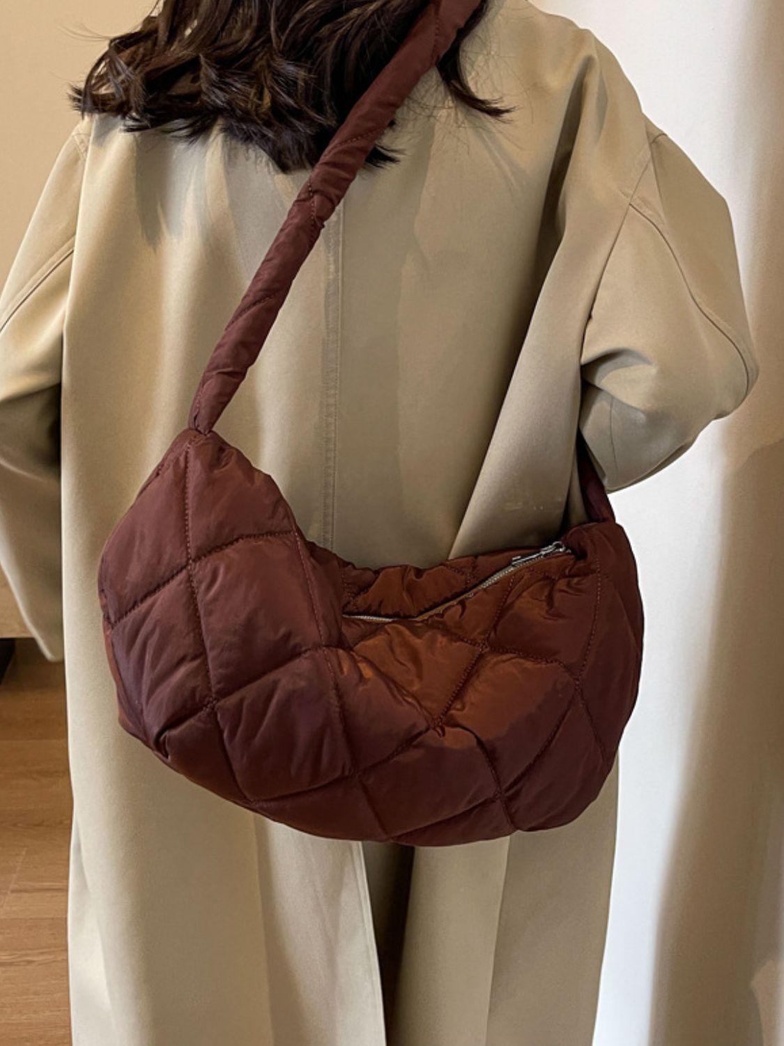 Quilted Polyester Large Crossbody Bag Zipper Hobo Handbags c3962373-a8ea-464d-b949-8f9fee40bf80-Max Trendsi