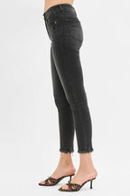 RISEN Crop Skinny Jeans Black Women's Tummy Control Mid Rise Raw Hem c3cb9b5befe148be9b904b86a8fcc967-Max-Origin Trendsi