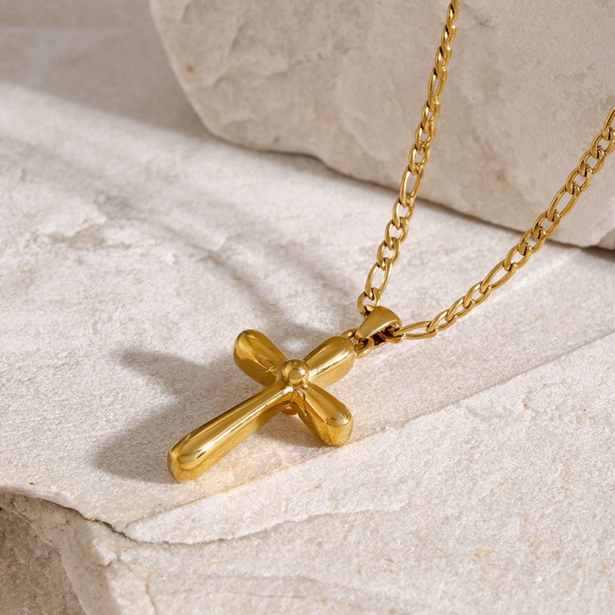 Necklace Gold Stainless Steel Cross Pendant 18K gold-plated Jewelry c3ce3dfb-222a-44d4-a7be-1460a7bc495b-Max Trendsi