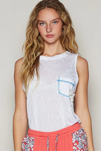POL Tank Top White Floral Detail Pocket Patch Contrast Stitching White c3d7bda2-446e-4439-8d89-01ac47913d68-Max-Origin Trendsi