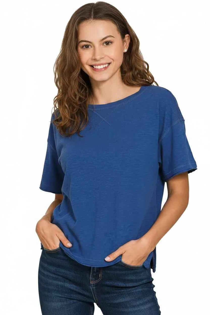 Zenana Cotton Slub Short Sleeve Tee
