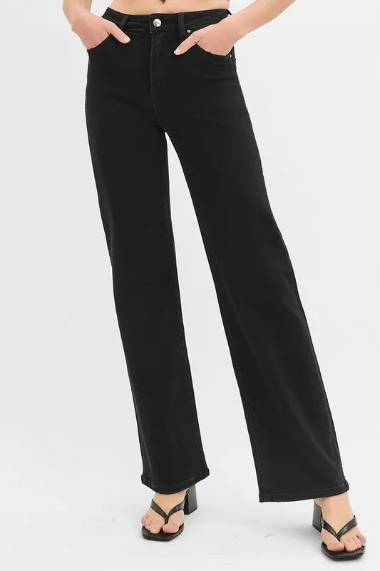 RISEN Black Jeans High Rise Wide Leg Basic Style c3eaf14cf9824085844d1b103aae4c36-Max-Origin Trendsi