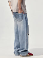 Men's Ripped Jeans Wide Leg Light Blue Washed Basic Style Denim Pants c42a0e27ea494b339ece299d2649c4c7-Max-Origin Trendsi